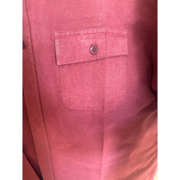 L.L. Bean Mens XXL Tall Burgundy Button-Up Shirt 100% Cotton With Chest Pockets - Picture 5 of 6